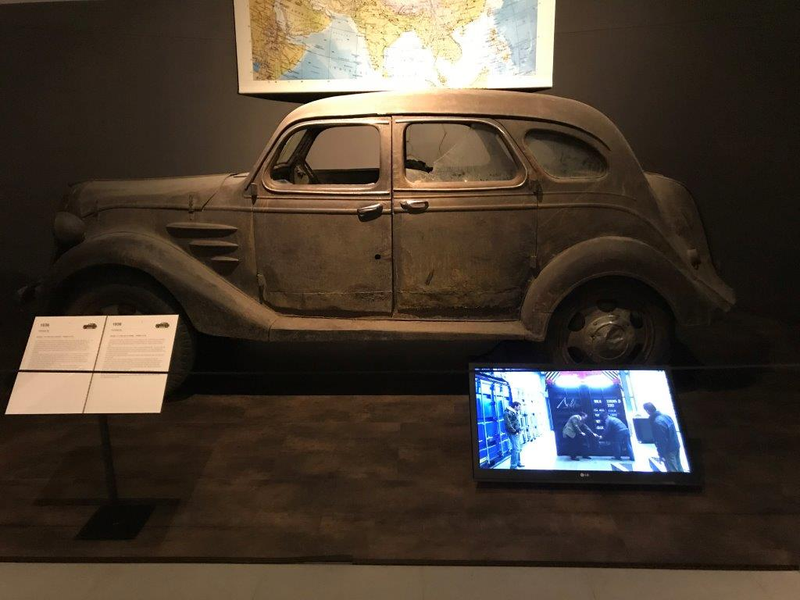1936 Toyoda AA. This is the oldest known surviving Toyota, and the only model AA. Even Toyota don’t have one. It was found in a barn in Russia in 2008 and acquired from the grandson of the original owner. Getting an export license from Russia was apparently non-trivial. It is, obviously, unrestored....